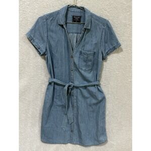 Abercrombie & Fitch Denim Shirt Dress Womens Medium Short Sleeve Button-Up Belt